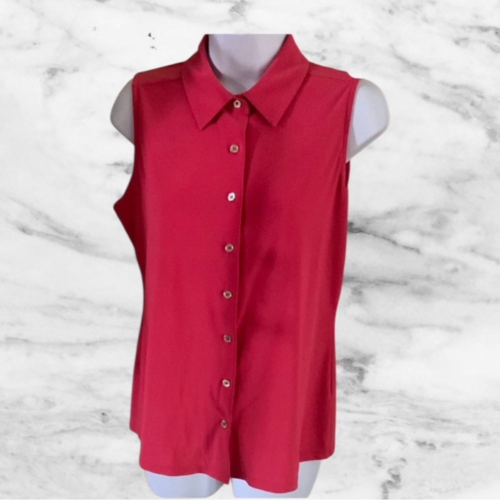Tommy Hilfiger Red Sleeveless Button Down Shirt